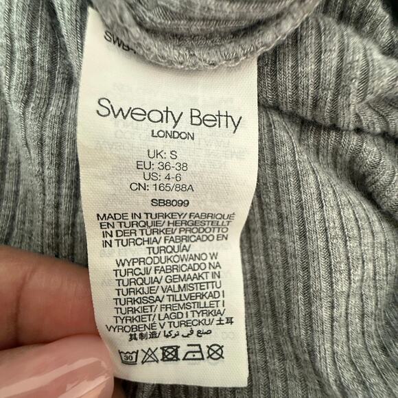 Sweaty Betty Gray Ribbed Tank Midi Dress | Racerback Side Ruched Athleisure | M - Picture 10 of 13